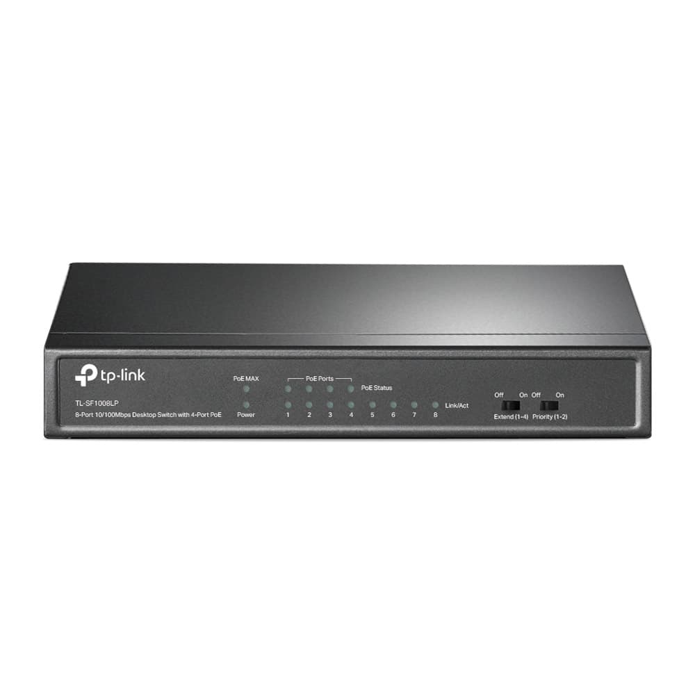 Комутатор TP-Link TL-SF1008LP 8 портовий x1FE/4xPoE 41W некерований 250м Метал Black