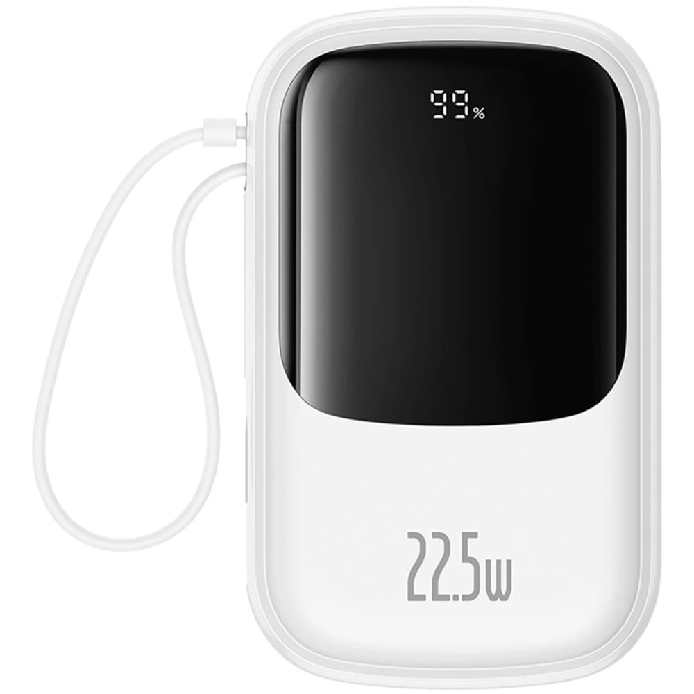 Powerbank павербанк УМБ Baseus Qpow Pro+ 20000mAh 22.5W 1xLightning 1xUSB 1xType-C with built-in Type-C Cable White (P10067103213-00)