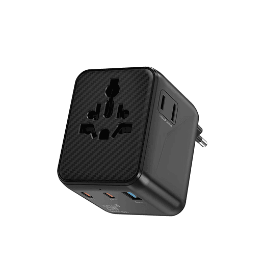 Універсальний адаптер для розеток WIWU Wi-UA011 25W Warrior GaN Universal Adapter 2xType-C 1xUSB Black