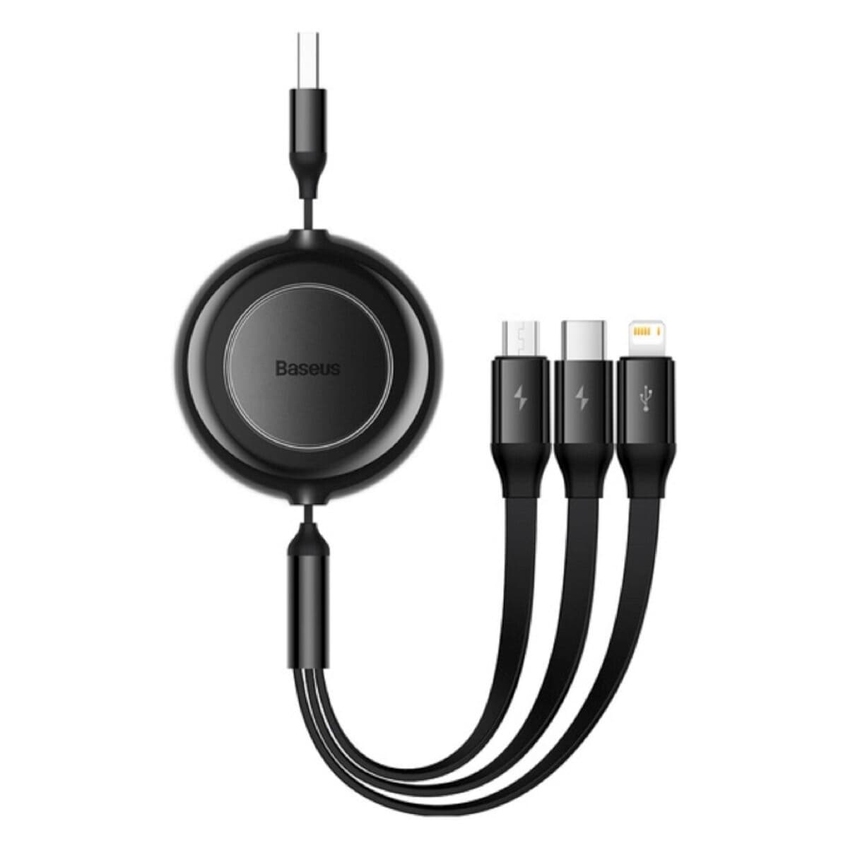 Кабель Baseus Bright Mirror 2 Series Retractable 3-in-1 Fast Charging Data Cable USB to Micro-USB+Lightning+Type-C 3.5A 1.1m Black (CAMJ010001)