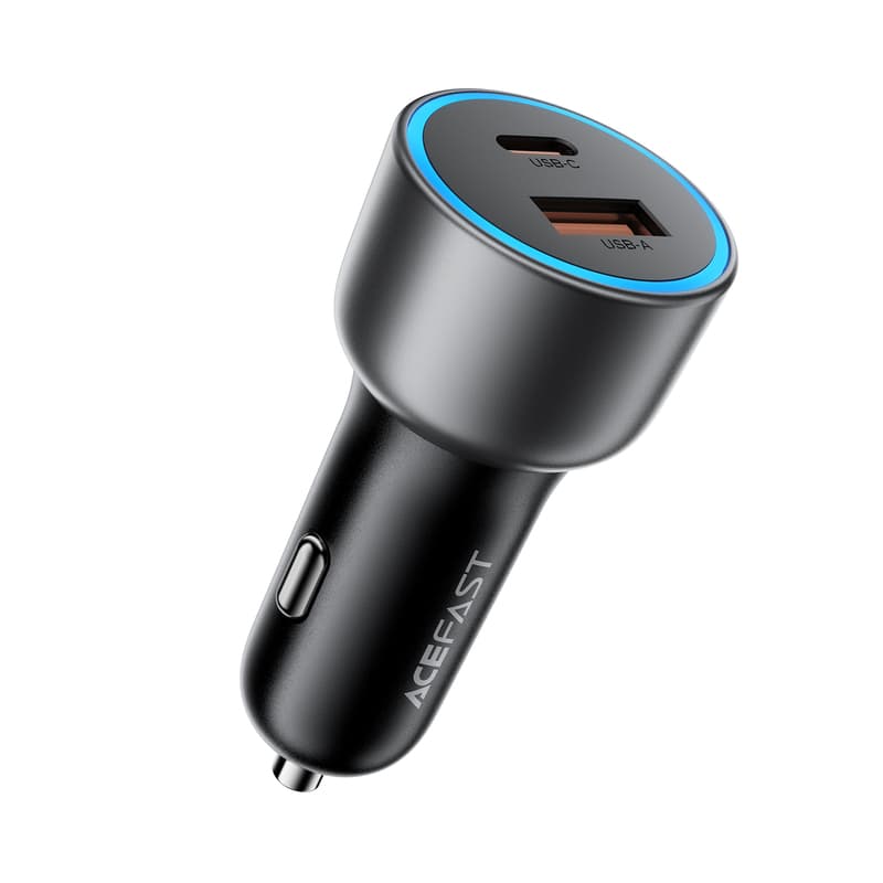 Автомобільний зарядний пристрій ACEFAST B21 75W Type-C+USB-A car charger Metal Gray