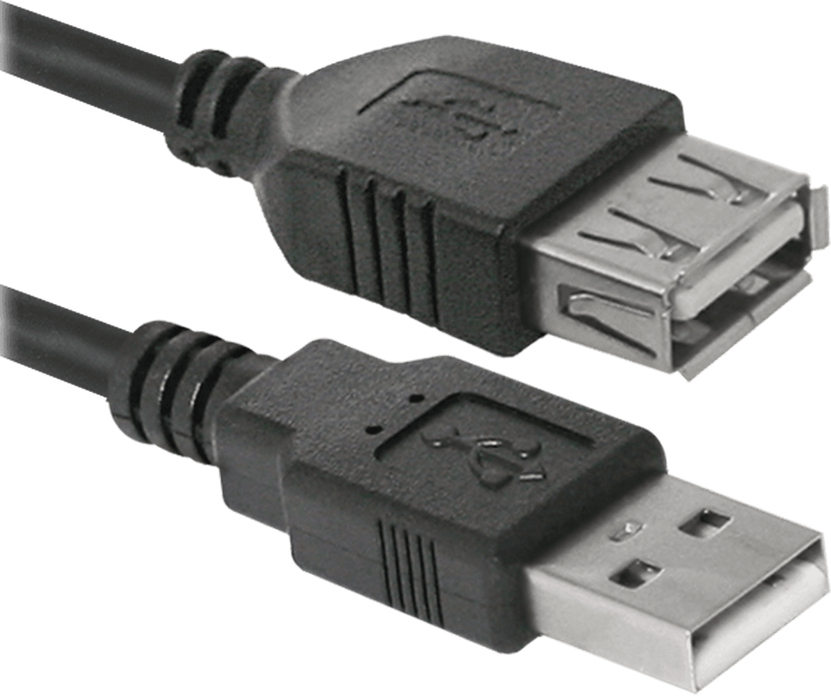 Кабель подовжувач Defender USB02-17 USB AM-AF 5м Black (87454)