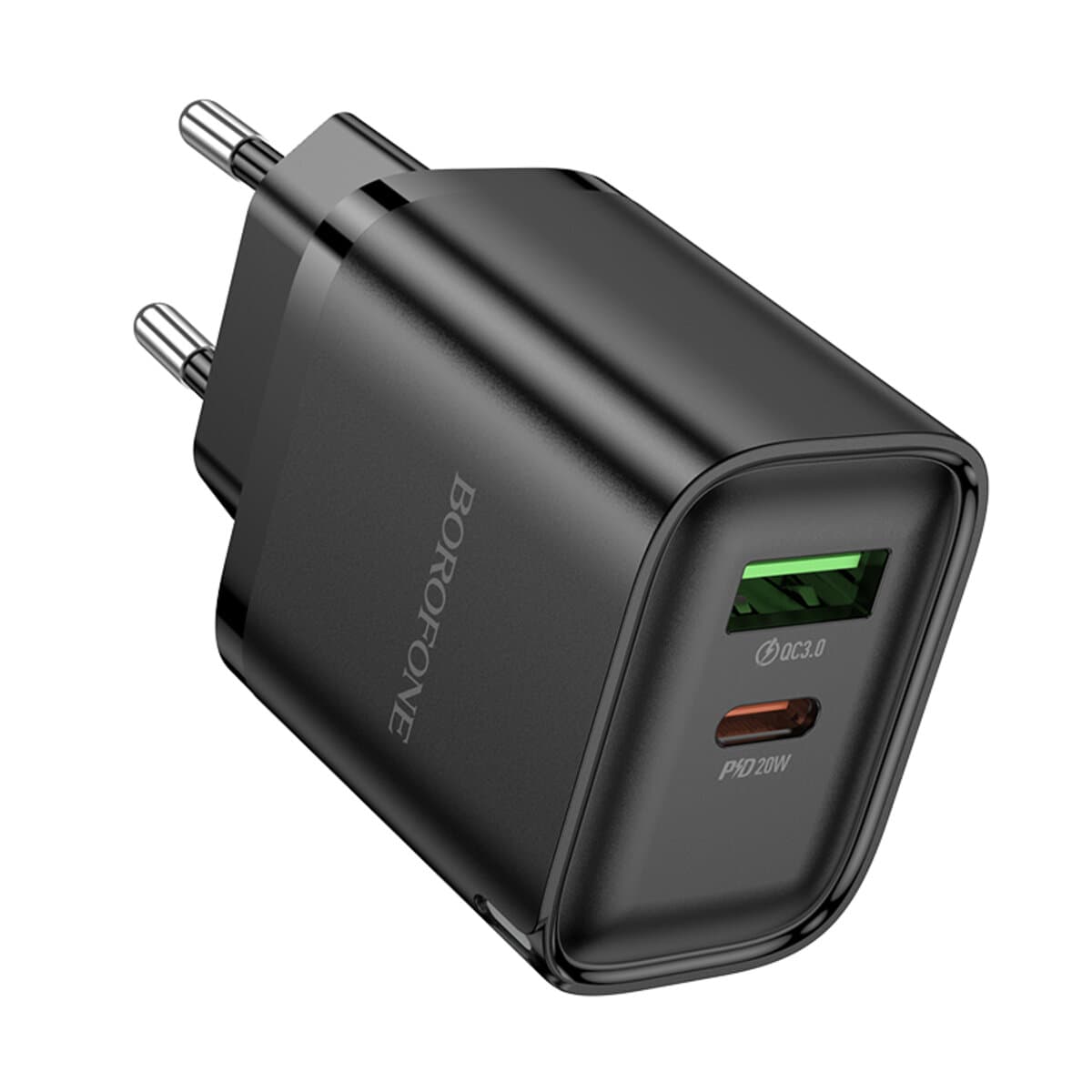 Зарядное устройство BOROFONE BA83A Flare star PD20W+QC3.0 charger 3A 1xUSB 1xType-C Black