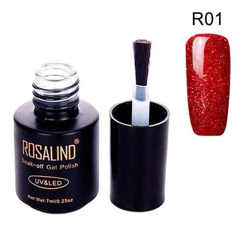 Гель-лак для нігтів манікюру Rosalind 7мл шимер для UV LED R01 Red (357967)