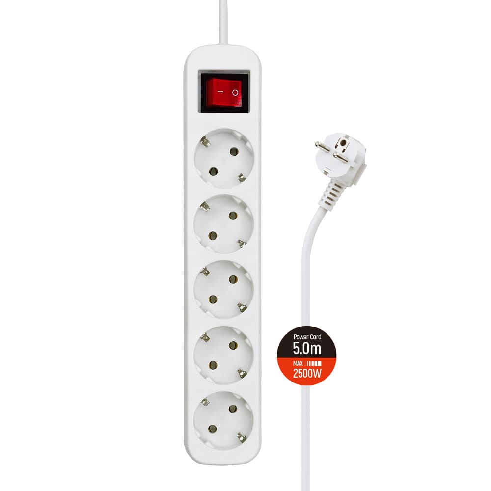Сетевой фильтр удлинитель Power filtr СolorWay 5 розеток 5м White (CW-PSEA55W)