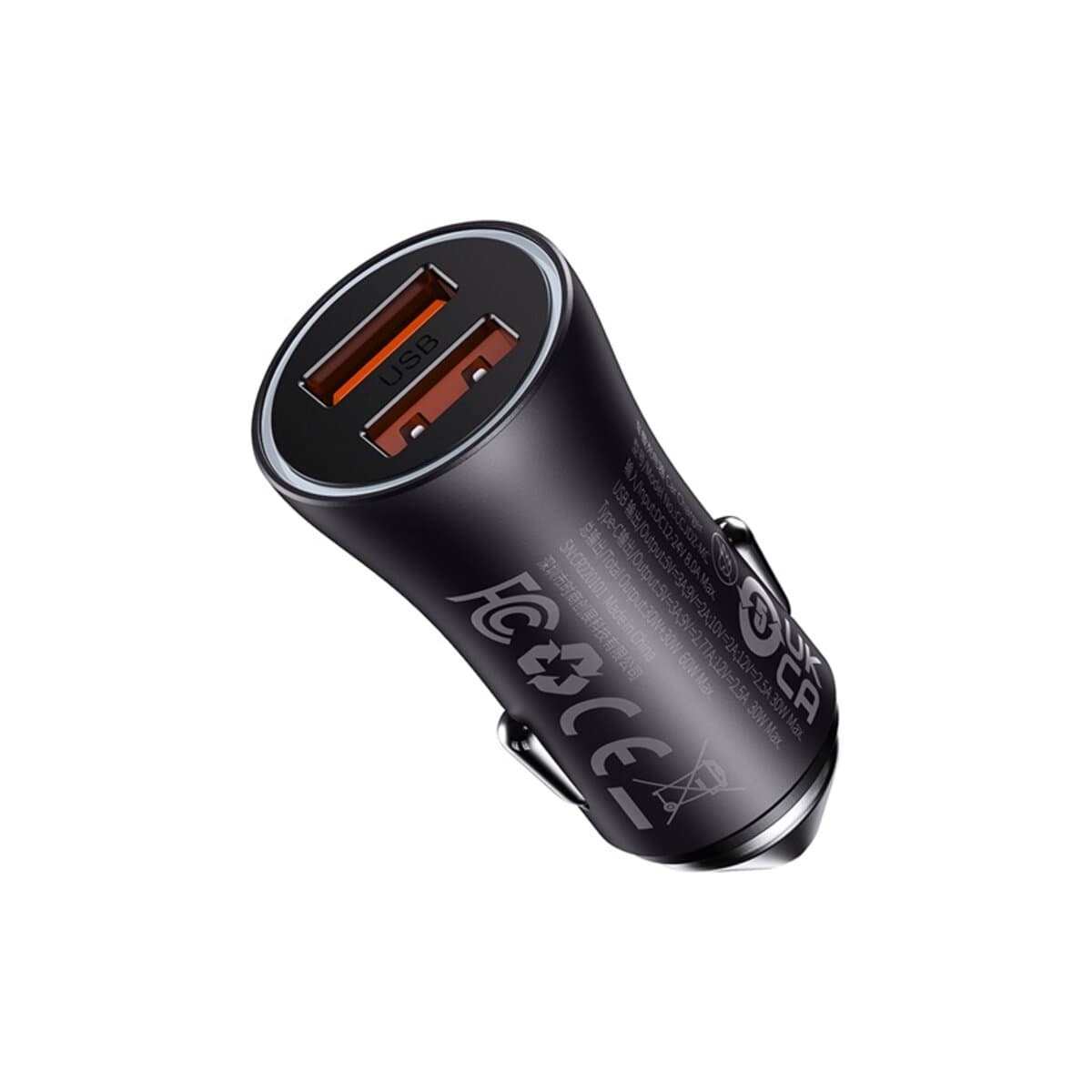 Автомобильное зарядное устройство Baseus Golden Contactor Max Dual Fast Charger Car Charger 2xUSB 60W Dark Grey (CGJM000013)