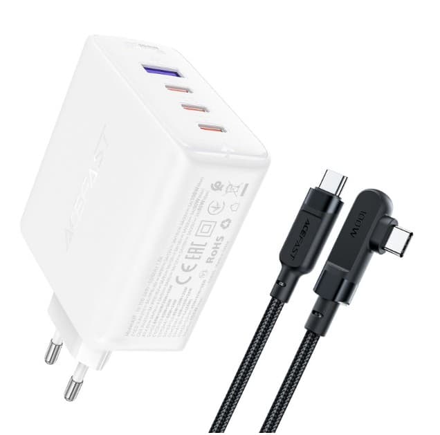 Зарядний пристрій ACEFAST A37 PD100W GaN 3xType-C 1xUSB charger set White