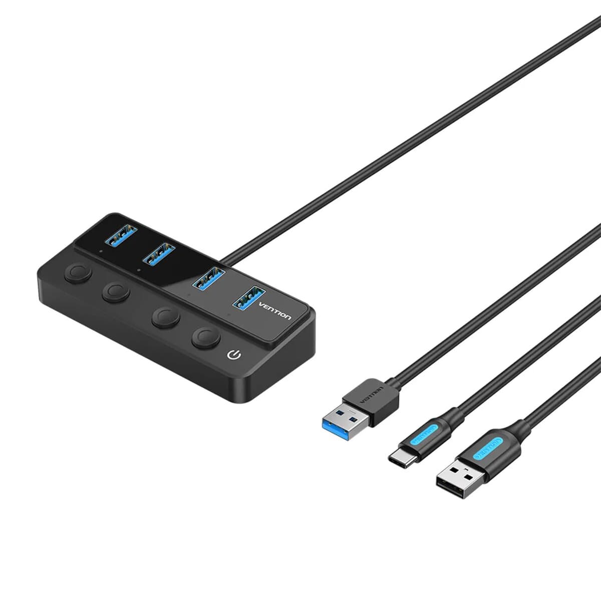 USB-хаб Vention USB 3.0 to 4xUSB 3.0 1xType-C Hub with Individual Power Switches 1m Black (CHWBF)