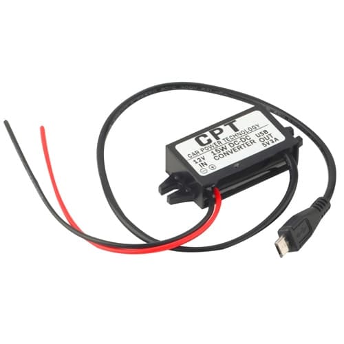 Автомобильный преобразователь напряжения DC-DC 12В-5В 3А MicroUSB скрытая проводка авто Black (287083)