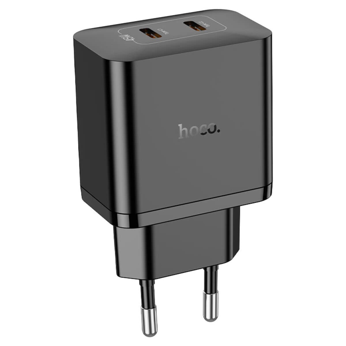 Зарядное устройство HOCO N35 Streamer dual-port PD45W GaN 2xType-C charger EU Black