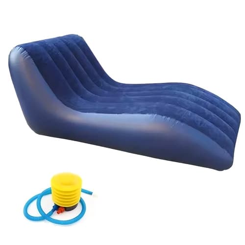 Надувне крісло-диван зі спинкою 160x90x60см ергономічне + насос ПВХ Blue (995827)