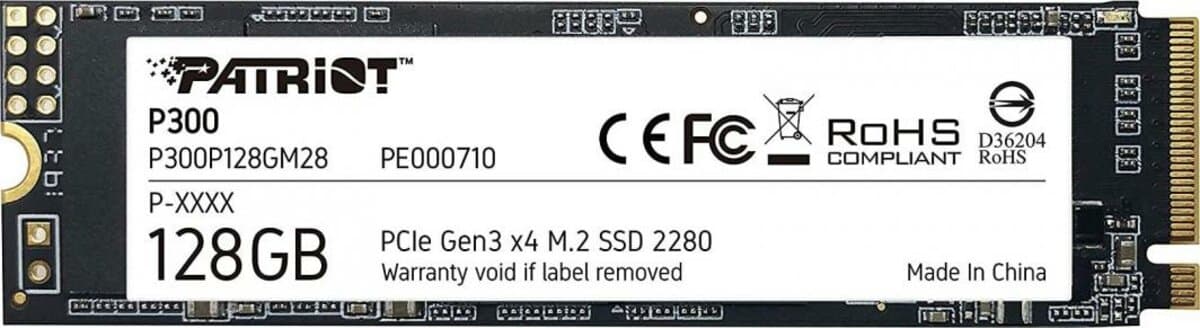 Твердотельный накопитель SSD M.2 Patriot P300 128GB NVMe 2280 PCIe 3.0 3D TLC (P300P128GM28)