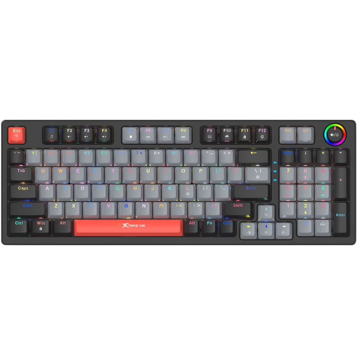 Игровая механическая клавиатура XTRIKE ME GK-987 UA 96кл+регулятор RGB USB Grey-Black