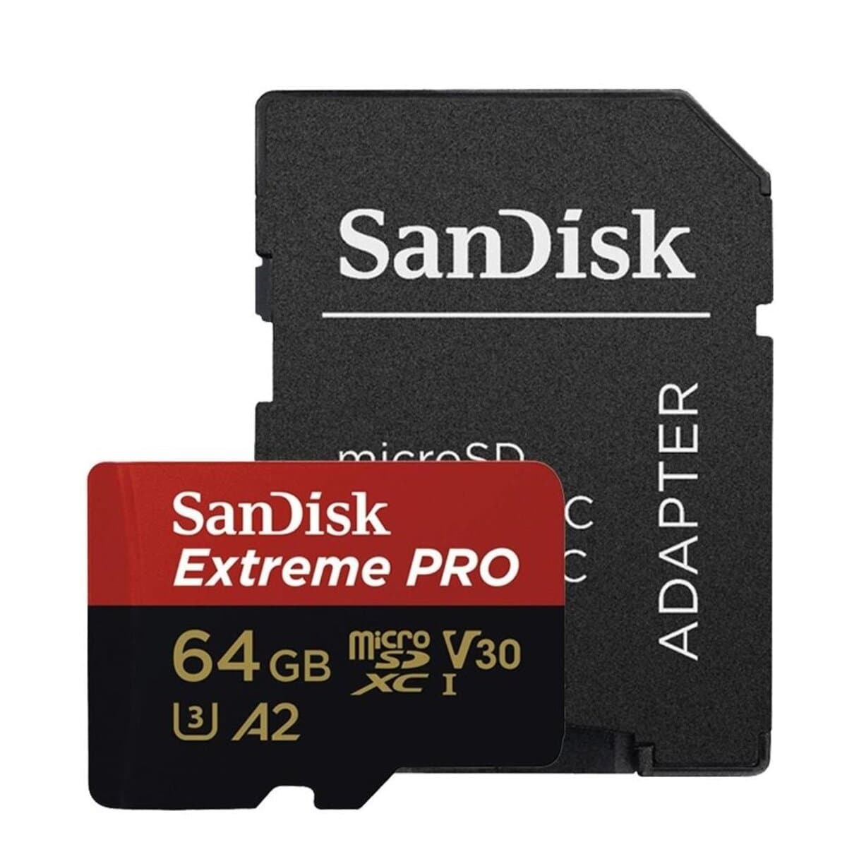 Карта пам'яті SanDisk Extreme Pro microSDXC UHS-1 U3 A2 64Gb Class 10 V30 R200MB/s W90MB/s adapter (SDSQXCU-064G-GN6MA)