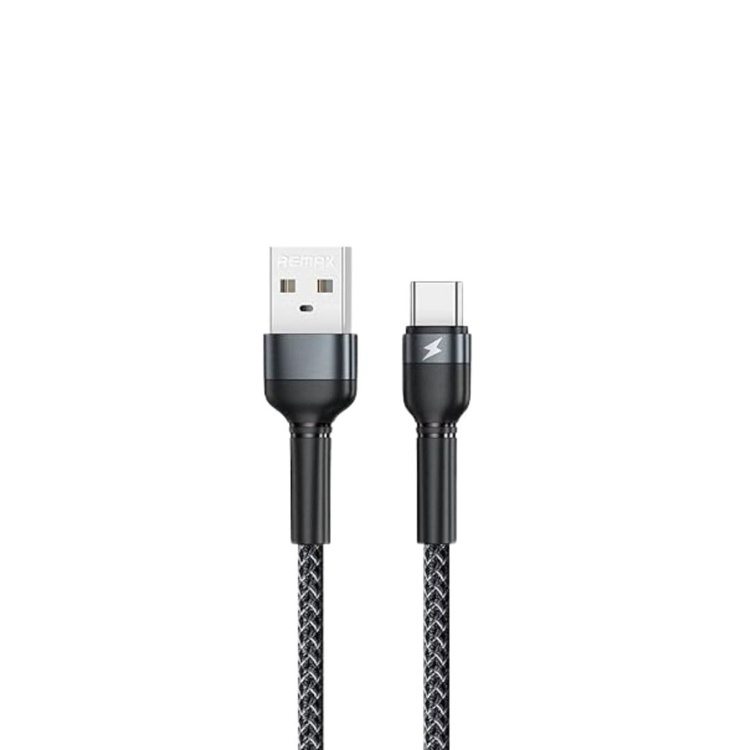 Кабель REMAX Jany Series RC-124m/i/a Aluminum Alloy Braided 2.4A 1m data cable USB to Type-C Black