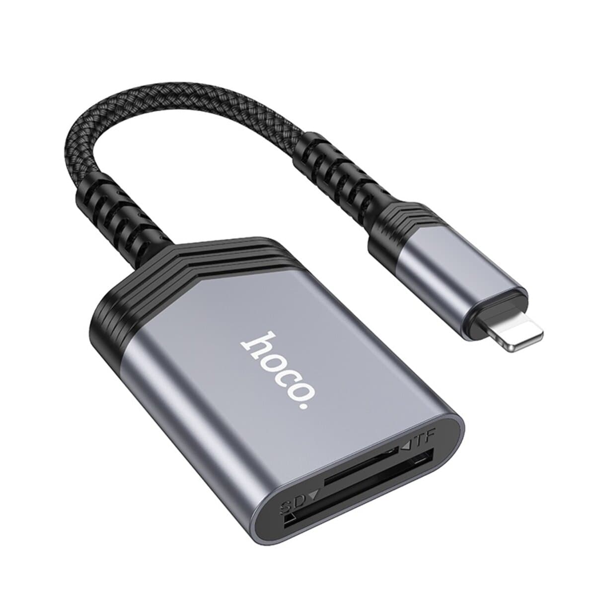 Кардрідер HOCO UA25 2-in-1 card reader Lightning to TF/SD Metal Grey
