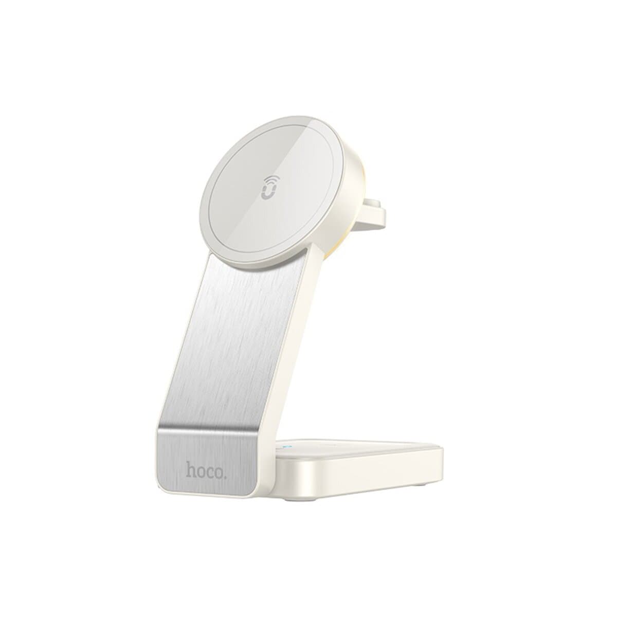 Бездротовий зарядний пристрій HOCO CQ3 Motorcycle folding 3-in-1 magnetic wireless fast charger Milky White