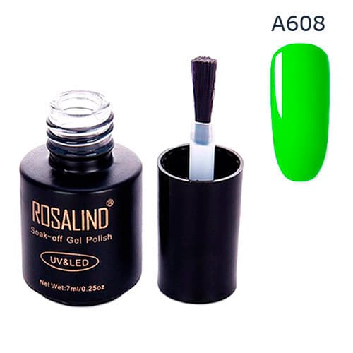 Гель-лак для нігтів манікюру Rosalind 7мл шелак для UV LED А608 Green (313106)