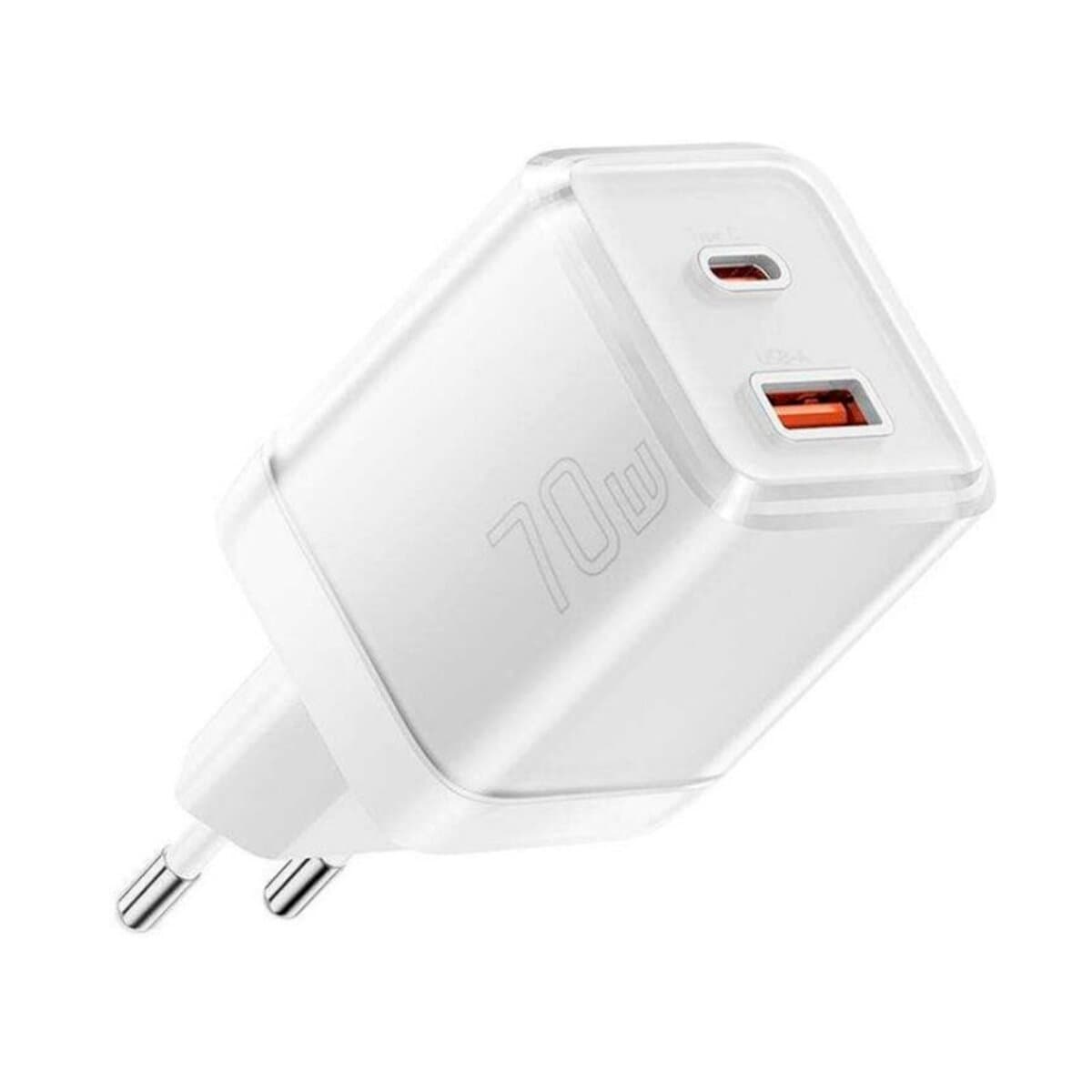 Зарядний пристрій ESSAGER EZCT70 Gan 1xUSB 1xType-C 70W White (EZCT70-YQB02-Z)