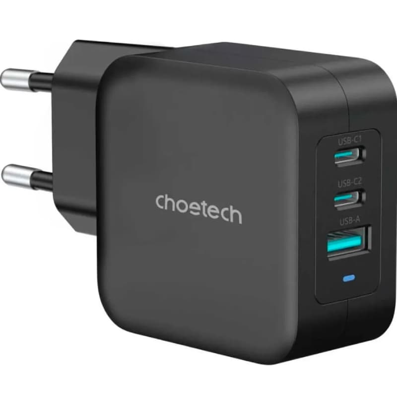 Зарядний пристрій Choetech 100W GaN 2хType-C 1хUSB Wall Charger 5V 3A Black (PD8005-V2-EU-BK)