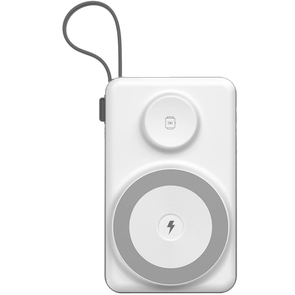 Powerbank павербанк УМБ Choetech Magnetic Wireless 10000mAh 15W PD QC3.0 USB+2xType-C 3in1 charge with build-in cable White (B695-GW)
