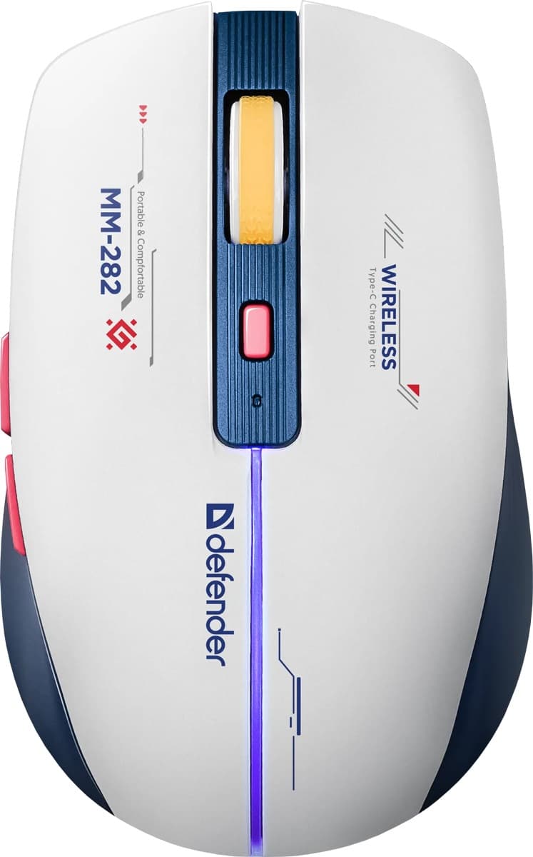 Бездротова ігрова мишка Defender Dila MM-282 1800dpi 500mAh White-Blue (52282)