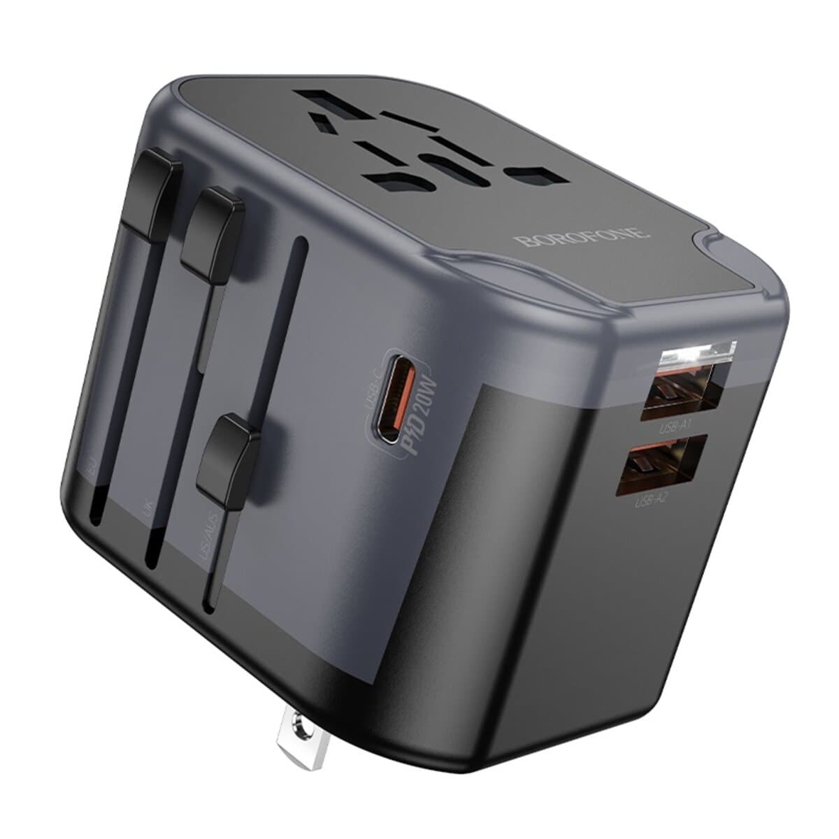 Універсальний зарядний пристрій BOROFONE BAC13 Leader 3-port PD20W 1xType-C 2xUSB universal conversion charger Black