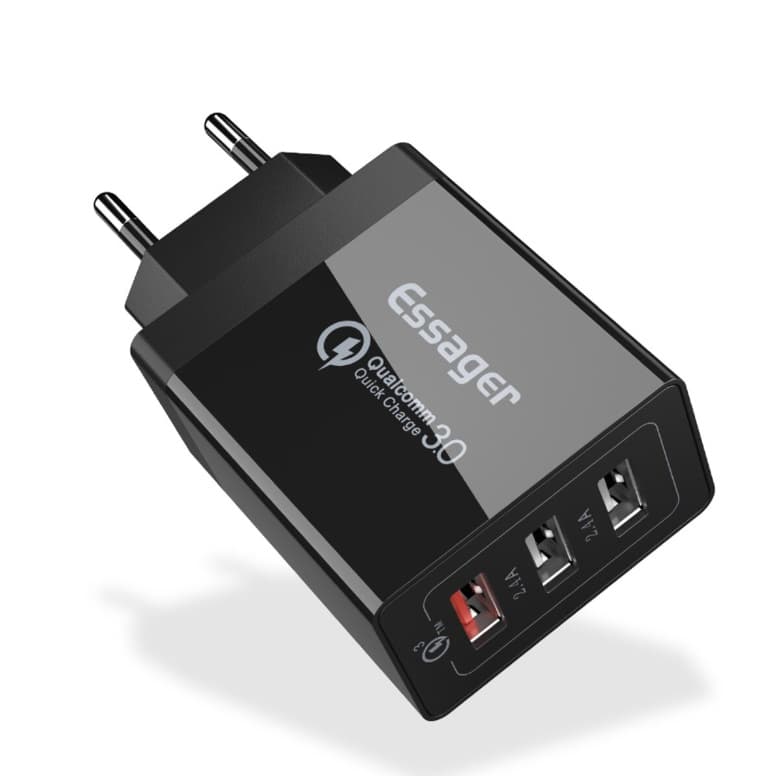 Зарядний пристрій Essager Fangbo QC3.0 3U QC+Dual 2.4A Charging Head Black (ECTQC3-FBB01)