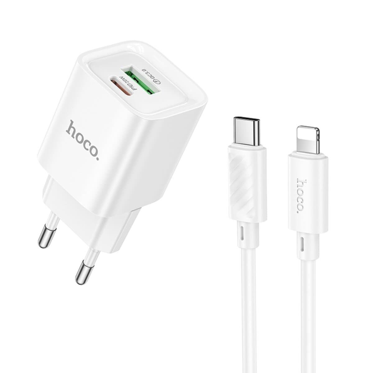 Зарядное устройство HOCO C147A Charm PD20W+QC3.0 charger set Type-C to Lightning cable EU White