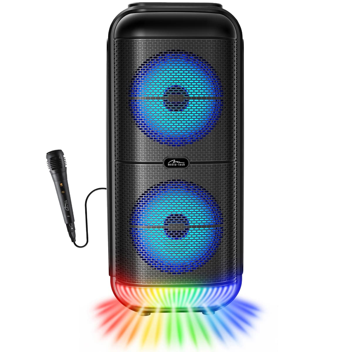 Бездротова портативна колонка з мікрофоном Media-Tech 50W 1.0 Bluetooth FM MP3 AUX SD USB караоке LED Black (MT3183)