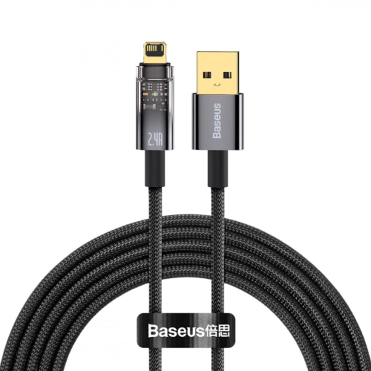 Кабель Baseus Explorer Series Auto Power-Off Fast Charging Data Cable USB to Lightning 2.4A 1m Black (CATS000401)