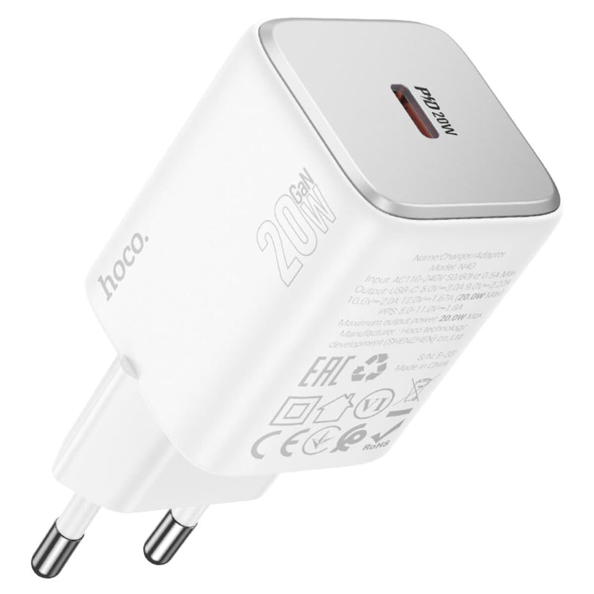 Зарядное устройство HOCO N40 Mighty single port PD20W charger 1xType-C White