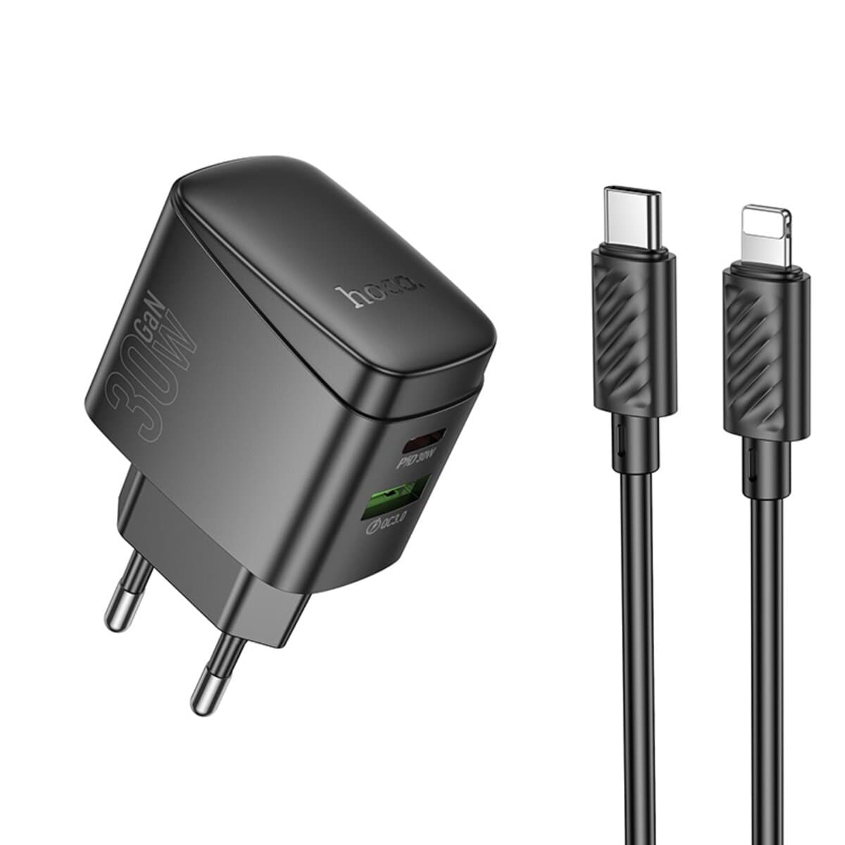 Зарядное устройство HOCO CS61A Bright PD30W+QC3.0 Type-C to Lightning Black