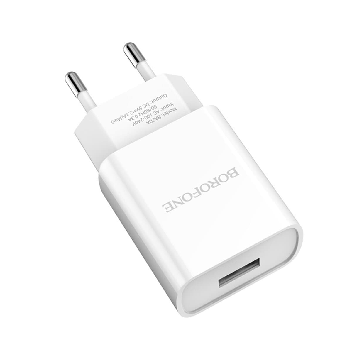Зарядное устройство BOROFONE BA20A Sharp single port charger 1xUSB 2.1A White (BA20AW)