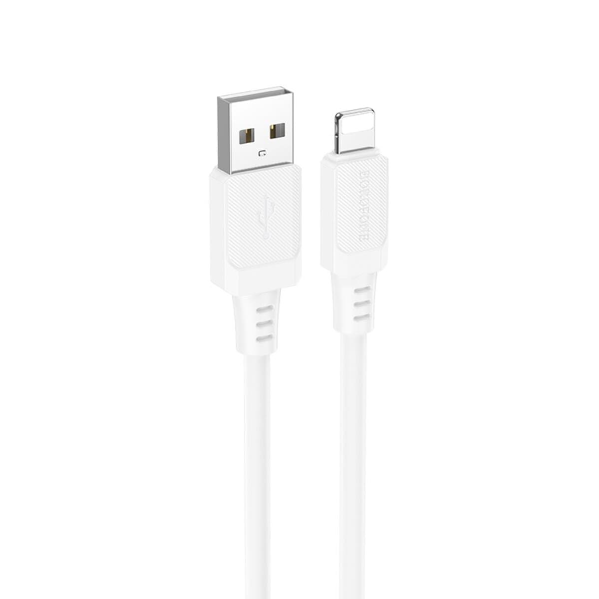Кабель BOROFONE BX115 Lotto silicone charging data cable USB to Lightning 1m 2.4A White