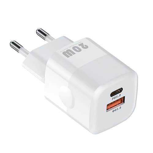 Зарядний пристрій KUULAA KL-CD59 1xUSB 1xType-C QC3.0 PD 20Вт White (677002)