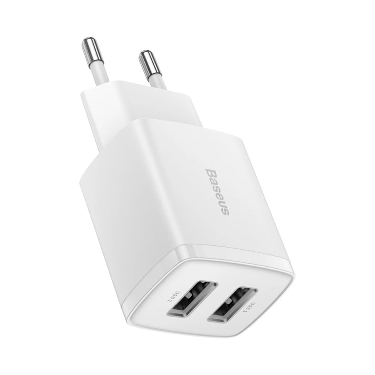 Зарядний пристрій Baseus Compact Charger 2xUSB 10.5W 2.1A EU White (CCXJ010202)