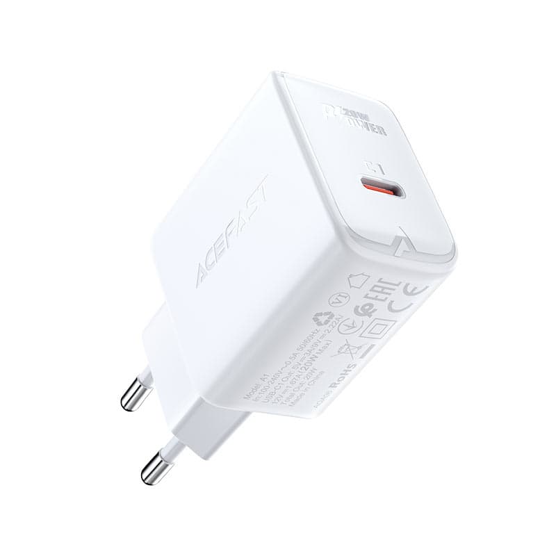 Зарядний пристрій ACEFAST A1 PD20W 1.67A single Type-C charger White