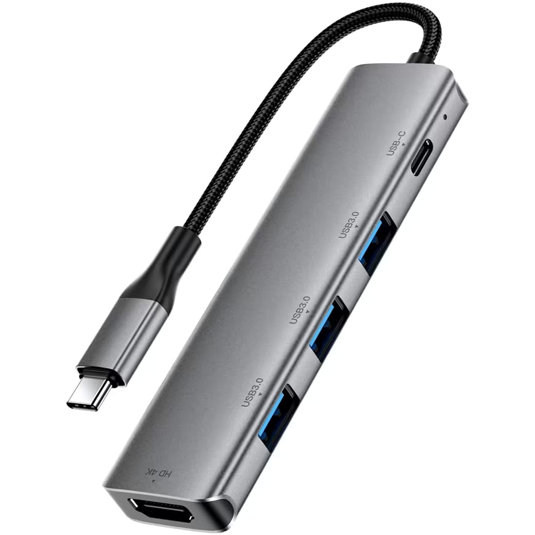 USB-хаб Acefast J16 USB3.0 Type-C to HDMI4K/3xUSB-A 3.0/USB-C PD 90W Hub 5-in-1 Grey