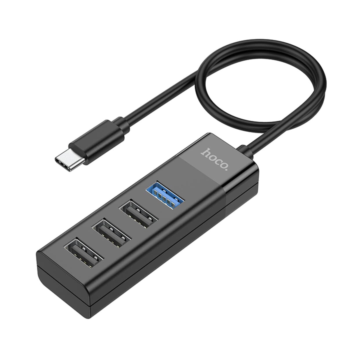 USB-хаб HOCO HB25 Easy mix 4-in-1 converter Type-C to USB3.0+USB2.0x3 Black