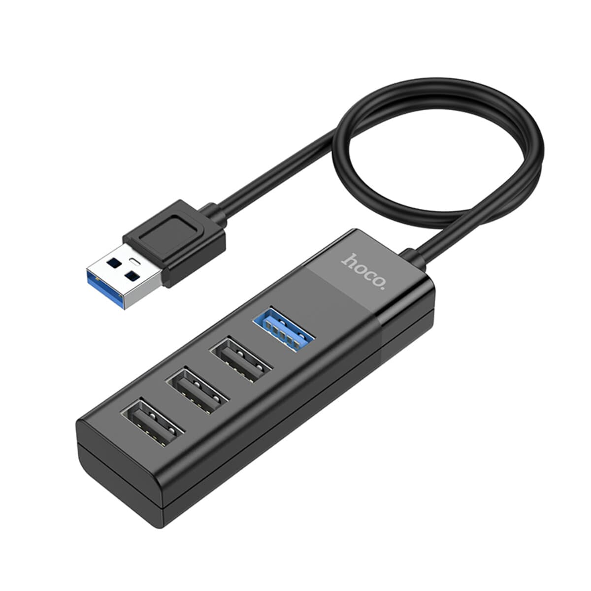 USB-хаб HOCO HB25 Easy mix 4-in-1 converter USB to USB3.0+USB2.0x3 Black