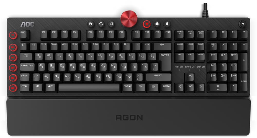 Провідна ігрова клавіатура AOC AGK700 Gaming RGB USB механічна Black (AGK700DR2R)