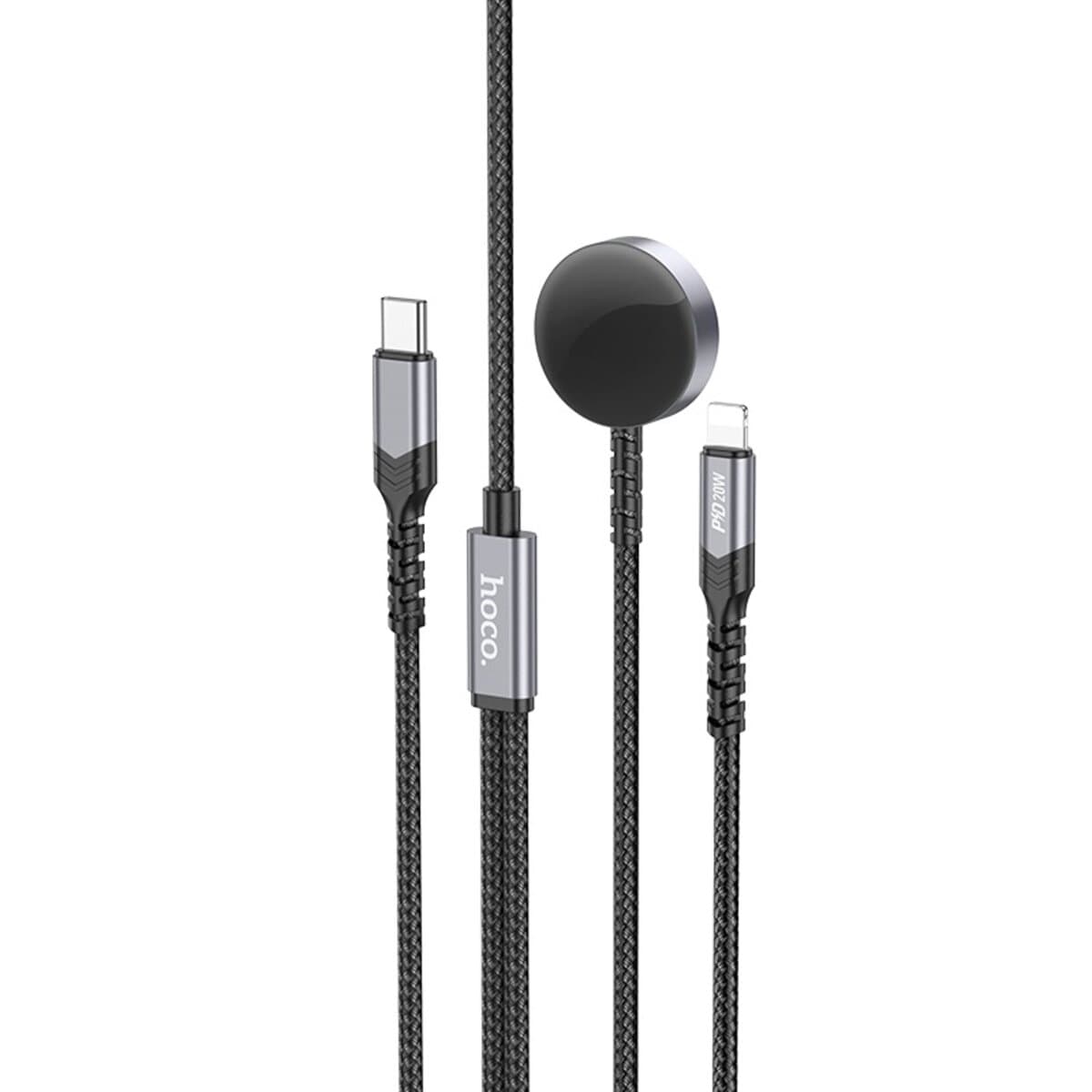 Бездротовий зарядний пристрій для Apple Watch HOCO CW54 2-in-1 charging cable Lightning Black