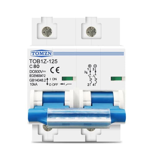 Автоматичний вимикач TOMZN TOB1Z-125 DC 2P 80А 10кА 600В White (1087377)