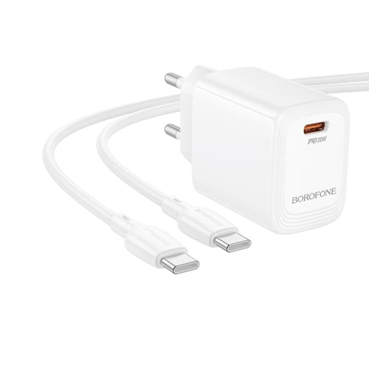Зарядний пристрій BOROFONE BN26 Fuente single-port PD20W charger set Type-C to Type-C cable EU White