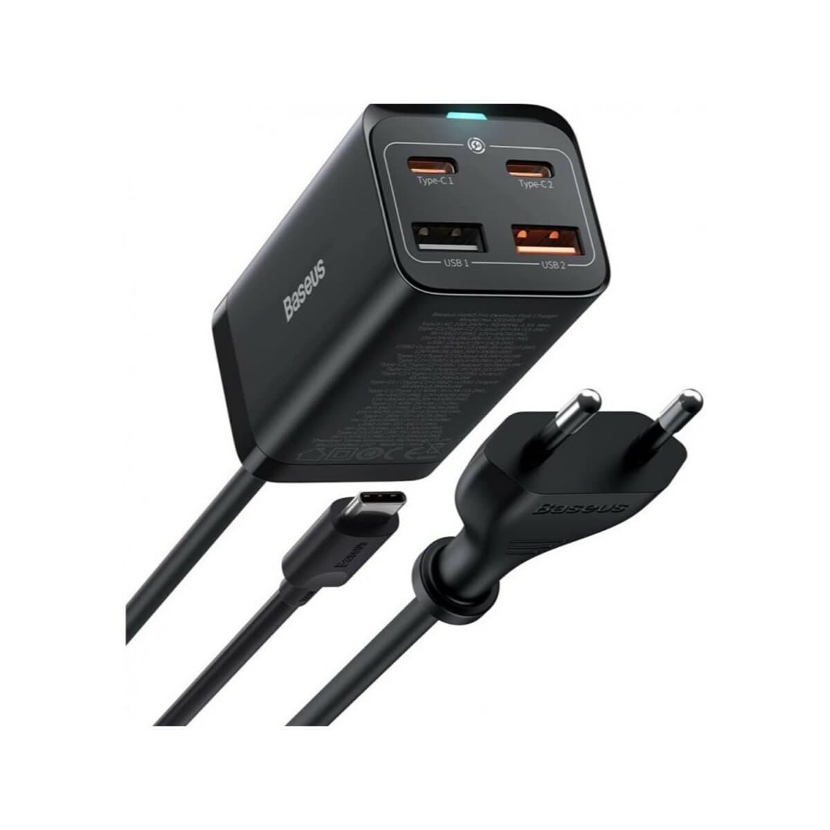 Зарядний пристрій Baseus GaN3 Pro Desktop Fast Charger 2xUSB+2xType-C 100W EU Black (CCGP000101)