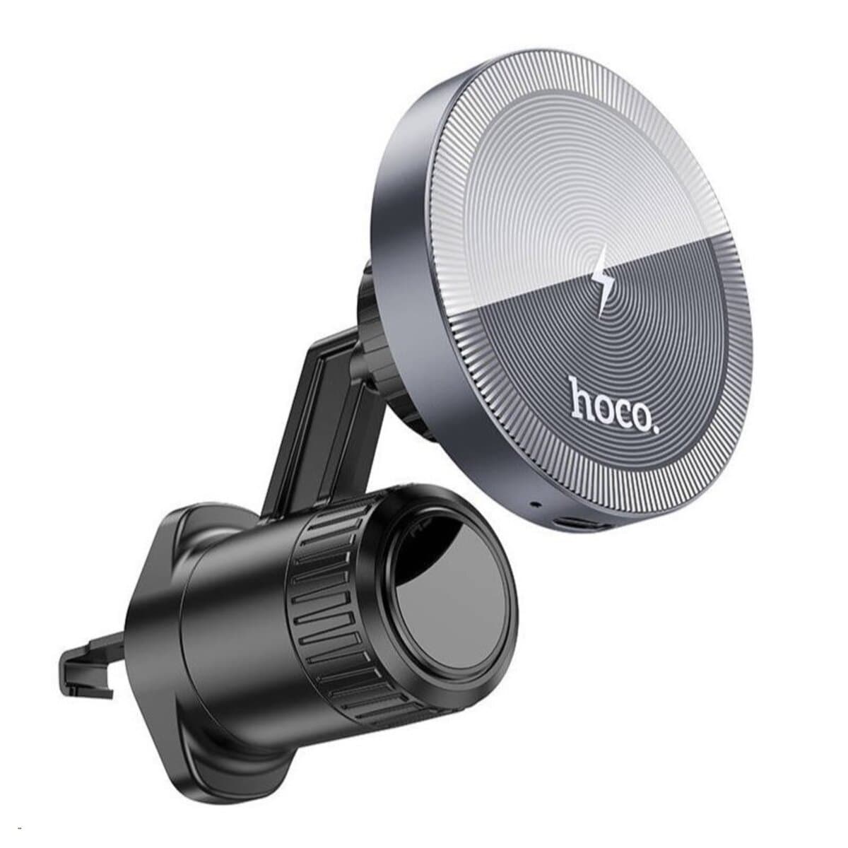 Автомобильный держатель автодержатель с БЗП HOCO HW6 Vision metal magnetic wireless fast charging car holder air outlet Black