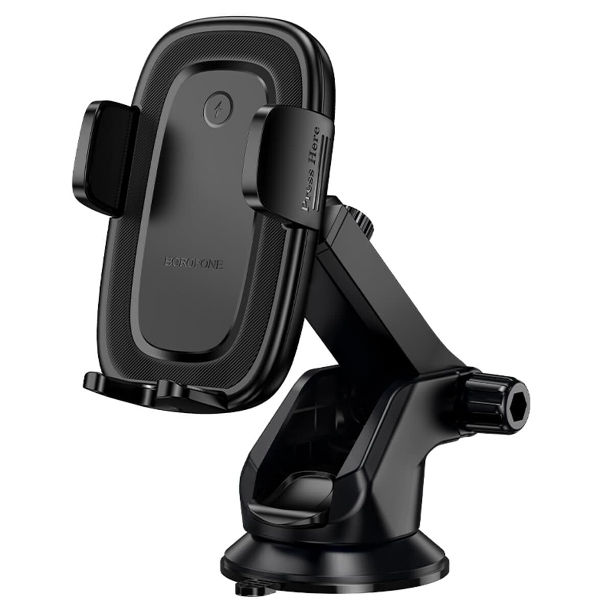 Тримач для телефону автотримач з бездротовою зарядкою BOROFONE BH223 Follower push-type wireless fast charging car holder Black
