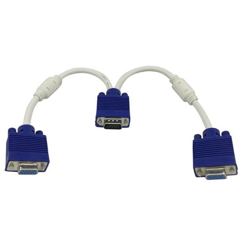 Спліттер розгалужувач VGA to 2xVGA 3+6 з феритами 25см Blue (312867)