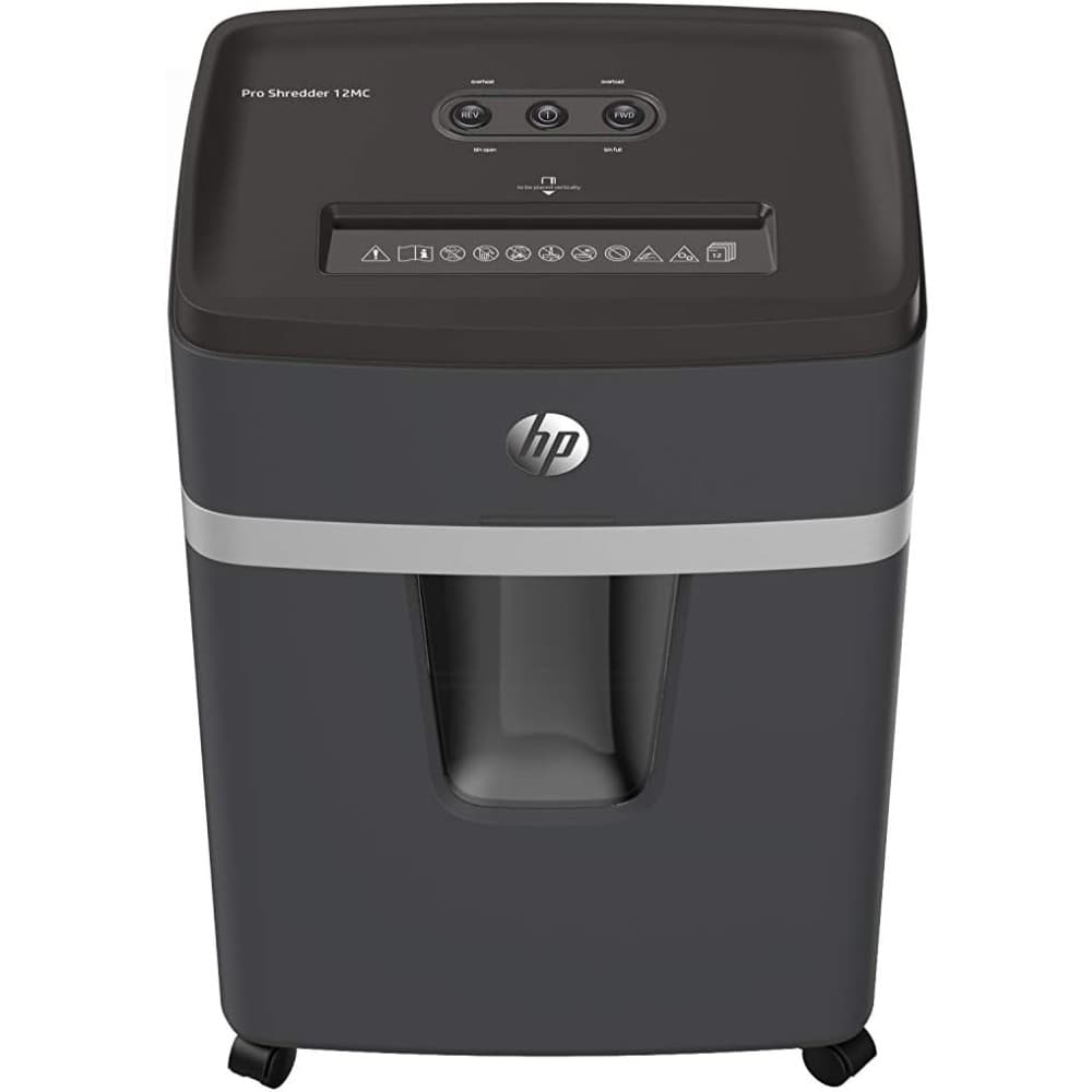 Знищувач документів шредер HP Pro Shredder 12MC A4 80g х12 аркушів 2*15 25л Black (2814)